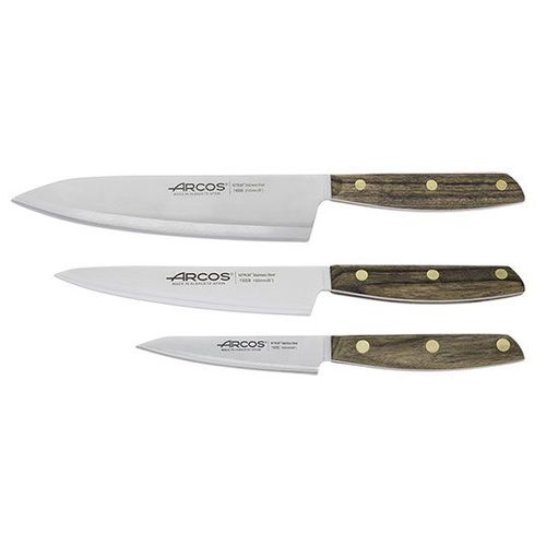 Nordika - Set 3 Couteaux - Lames 100m, 160mm, 210mm - Manche Bois De Ovengkol