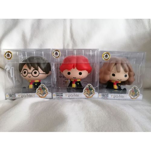 Série Complète De 3 Figurines Tirelires Plastoy : Harry Potter, Ron Weasley, Hermione Granger