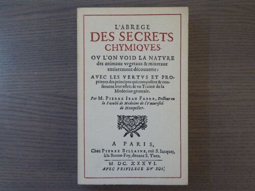 L'abregé Des Secrets Chymiques Ou L'on V