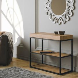 Console Extensible 90x40/196 Cm Effet Bois Chêne Nature