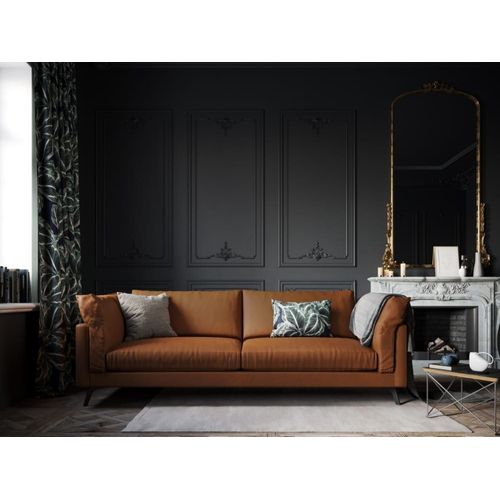 Canapé 3 Places En Cuir Véritable Marron