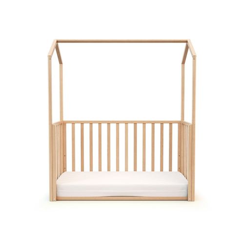 Lit Cabane Bébé Évolutif En Bois Hêtre Verni 60 X 120 Cm