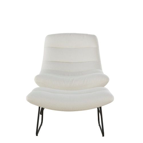 Fauteuil Et Repose-Pieds Bouclettes Écrues