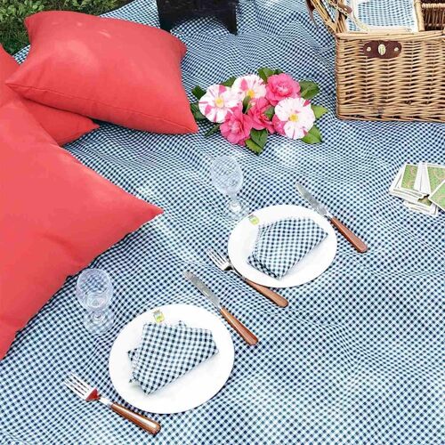 Nappe Pique-Nique À Revers Imperméable Vichy Vert Foncé 140 X 140 Cm