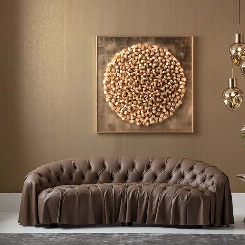 Canapé 3 Places Capitonné En Cuir