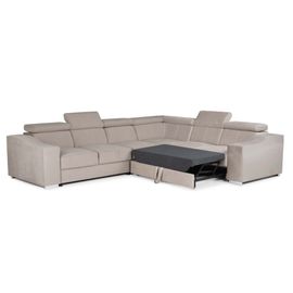 Canapé D'angle Convertible 8 Places En Velours Beige