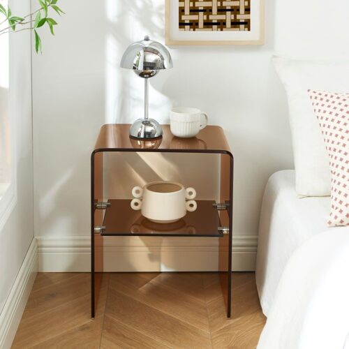 Table De Chevet Verre Trempé Ambré H50 Cm