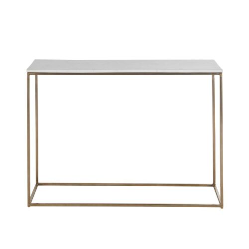 Console en marbre blanc et métal coloris laiton
