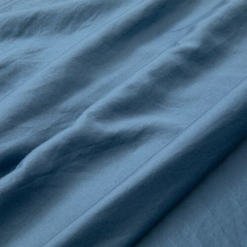 Drap Plat En Satin De Coton Lavé Bleu 270 X 300 Cm
