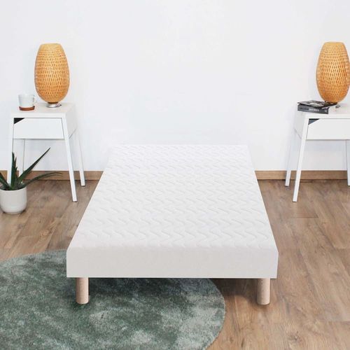 Sommier Tapissier À Lattes Blanc 90x200