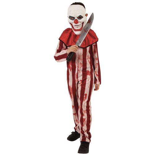Déguisement Clown Rayé Rouge Et Blanc Adolescent - Taille: 8 À 10 Ans (123 À 140 Cm)
