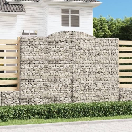 Vidaxl Paniers À Gabions Arqués 15 Pcs 300x50x220/240 Cm Fer Galvanisé
