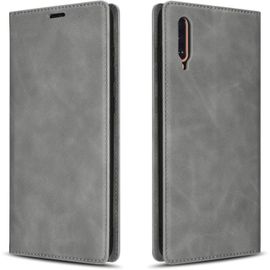 SJZG-Coque Pour Samsung Galaxy A20E,En Cuir Synthétique De Qualité Supérieure,Coque Anti-Chocs En Polyuréthane Thermoplastique,Avec Porte-Carte,Support Intégré,Pour Samsung Galaxy A20E,Gris