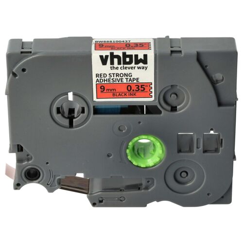 vhbw Ruban compatible avec Brother PT H500, H300, H300LI, H200 imprimante d'étiquettes 8m x 9mm Noir sur Rouge, extraforte, laminée