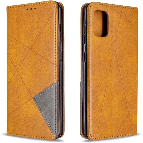 Kal-Coque Pour Samsung Galaxy A31, Housse Portefeuille En Cuir Etui De Protection Avec Slim Tpu Silicone Bumper Antichoc Magnétique Flip Case, Porte Cartes Avec Fonction Support Cover (Jaune)
