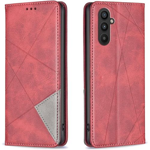 Kal-Coque Pour Samsung Galaxy A24 4g, Housse Portefeuille En Cuir Etui De Protection Avec Slim Tpu Silicone Bumper Antichoc Magnétique Flip Case, Porte Cartes Avec Fonction Support Cover (Rouge)