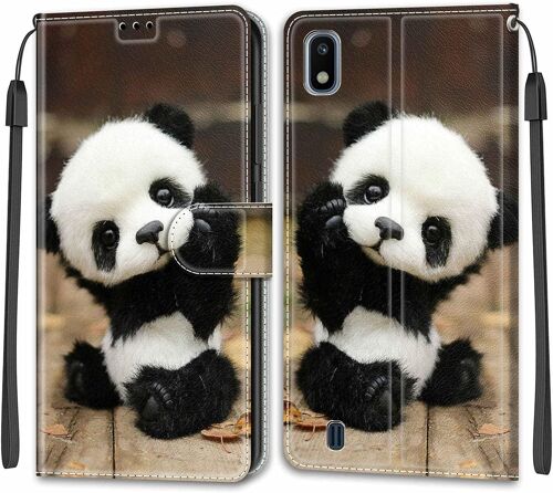 JGD-Coque pour Samsung Galaxy A10/ M10, Etui Samsung A10/ M10, Housse de Galaxy A10/ M10 en Cuir PU, Étui Housse en Cuir de Protection avec [Ranges Cartes] [Magnétique] Flip Case(Panda)