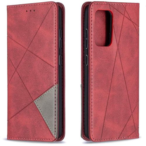 Kal-Coque Pour Samsung Galaxy A52 5g, Housse Portefeuille En Cuir Etui De Protection Avec Slim Tpu Silicone Bumper Antichoc Magnétique Flip Case, Porte Cartes Avec Fonction Support Cover (Rouge)