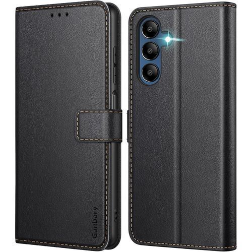Kal-Coque Pour Samsung Galaxy A15 4g/5g, Housse En Cuir Pu Premium Etui À Rabat Pochette De Portefeuille, Étui De Protection Pour Samsung Galaxy A15 4g/5g - Noir