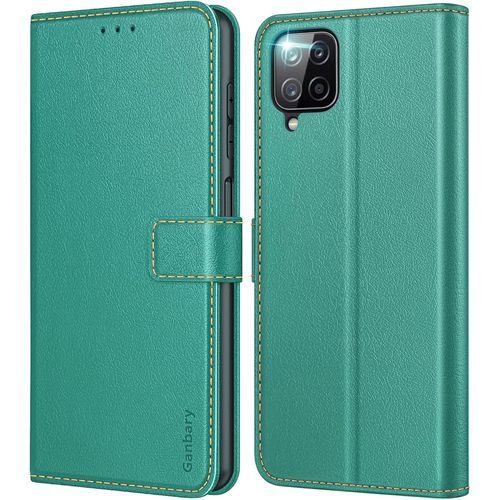 Coque Pour Samsung Galaxy A12/M12, [Housse En Cuir Pu Premium] [Etui À Rabat] [Pochette De Portefeuille], Étui De Protection Pour Samsung Galaxy A12/M12 - Sarcelle