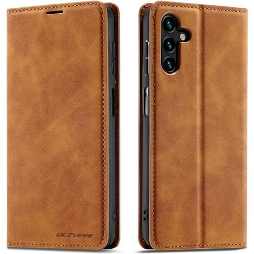 Etui Pour Samsung Galaxy A14, Housse En Cuir Premium Pu Portefeuille Conque, [Fentes Pour Cartes] [Fermoir Magnetique] [Stand Fonction] Flip Coque Pour Samsung Galaxy A14 - Marron