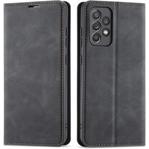 Kal-Coque Pour Samsung Galaxy A52 5g, Housse En Cuir Premium Pu Portefeuille Etui, [Fentes Pour Cartes] [Fermoir Magnétique] [Stand Fonction] Flip Coque Pour Samsung Galaxy A52 5g - Noir