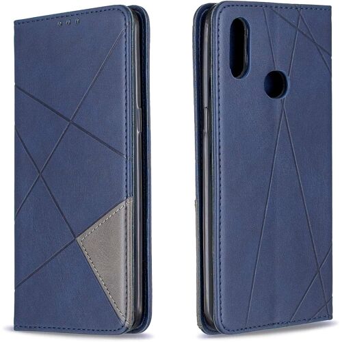 KAL-Coque Pour Samsung Galaxy A10S, Housse Portefeuille En Cuir Etui De Protection Avec Slim Tpu Silicone Bumper Antichoc Magnétique Flip Case, Porte Cartes Avec Fonction Support Cover (Bleu)