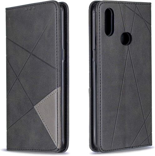 KAL-Coque Pour Samsung Galaxy A10S, Housse Portefeuille En Cuir Etui De Protection Avec Slim Tpu Silicone Bumper Antichoc Magnétique Flip Case, Porte Cartes Avec Fonction Support Cover (Noir)
