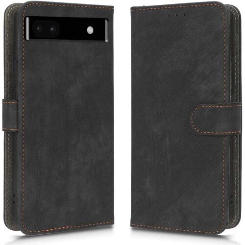KAL-Housse Pour Google Pixel 6A Etui, Rfid Protect Pu/Tpu Cuir Coque Magnétique Portefeuille, Noir
