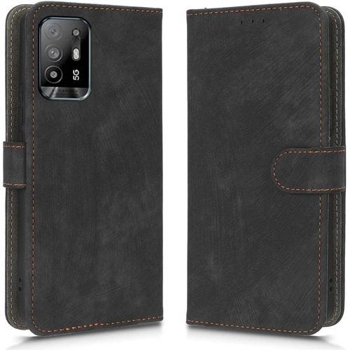 Kal-Housse Pour Oppo A94 5g Etui, Rfid Protect Pu/Tpu Cuir Coque Magnétique Portefeuille, Noir