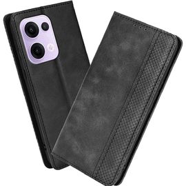 Kal-Housse Pour Telephone Oppo Reno 13 5g Etui, Pu/Tpu Retourner Cuir Coque Magnétique Portefeuille, Noir