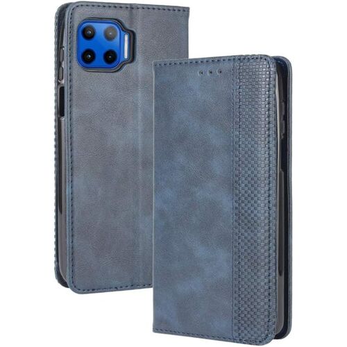 KAL-Housse Pour Telephone Motorola Moto G 5G Plus Etui, Pu/Tpu Retourner Cuir Coque Magnétique Portefeuille, Bleu