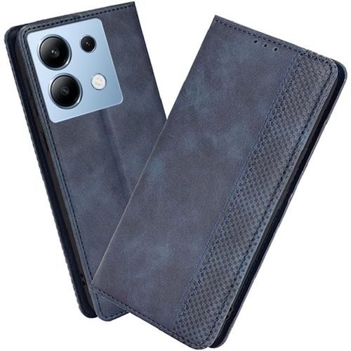 Kal-Housse Pour Telephone Xiaomi Redmi Note 13 4g Etui, Pu/Tpu Retourner Cuir Coque Magnétique Portefeuille, Bleu