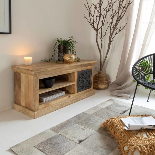 Meuble Tv En Bois Marron 90 Cm