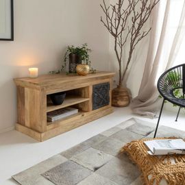 Meuble Tv En Bois Marron 90 Cm