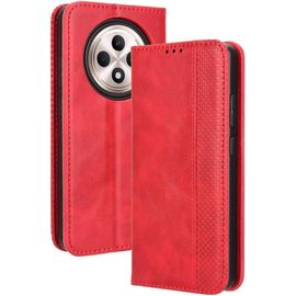 Kal-Housse Pour Telephone Oppo Reno 12 F 5g/Oppo Reno 12 Fs 5g Etui, Pu/Tpu Retourner Cuir Coque Magnétique Portefeuille, Rouge