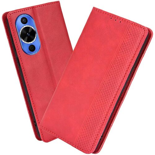 KAL-Housse Pour Telephone Huawei Nova 12S Etui, Pu/Tpu Retourner Cuir Coque Magnétique Portefeuille, Rouge
