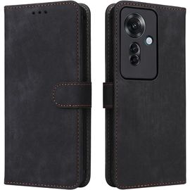 Kal-Housse Pour Oppo Reno 11 F 5g Etui, Rfid Protect Pu/Tpu Cuir Coque Magnétique Portefeuille, Noir