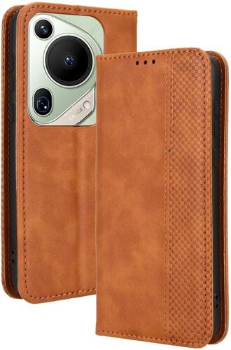 KAL-Housse Pour Telephone Huawei Pura 70 Pro Etui, Pu/Tpu Retourner Cuir Coque Magnétique Portefeuille, Marron