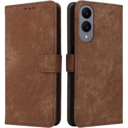 Kal-Housse Pour Samsung Galaxy S25 Edage Etui, Rfid Protect Pu/Tpu Cuir Coque Magnétique Portefeuille, Marron