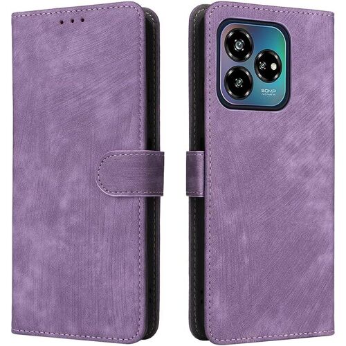 KAL-Housse Pour Zte Blade V60 Design Etui, Rfid Protect Pu/Tpu Cuir Coque Magnétique Portefeuille, Violet