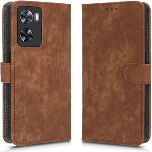 Kal-Housse Pour Oppo A57 4g 2022/Oppo A57s Etui, Rfid Protect Pu/Tpu Cuir Coque Magnétique Portefeuille, Marron