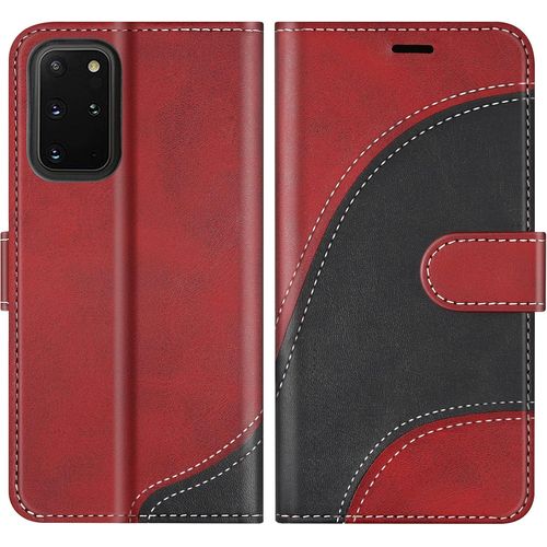 KAL-Coque Pour Galaxy S20 Plus, Portefeuille Etui En Cuir Pu, Magnétique Protection Housse Coque Pour Samsung Galaxy S20 Plus, Rouge