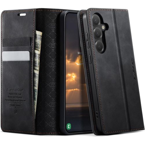 Kal-Coque Pour Samsung Galaxy S25 5g Avec Rabat Housse Premium En Cuir Etui Protection Pochette Portefeuille Clapet Porte Carte Magnétique Flip Étui Pour Samsung Galaxy S25 6,2'' - Noir