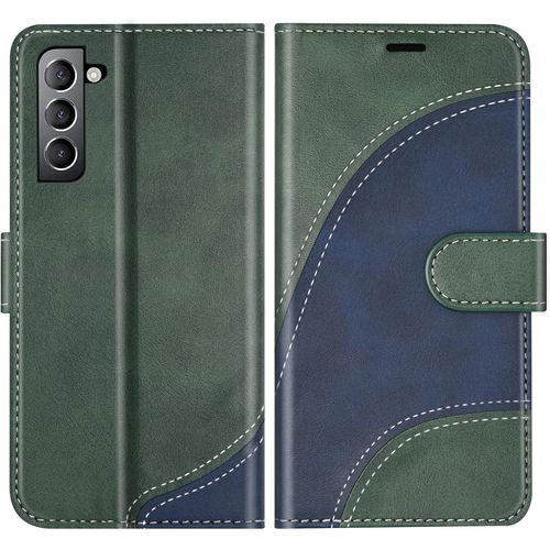 SJZG-Coque Pour Samsung Galaxy S22 Plus, Portefeuille Etui En Cuir Pu, Magnétique Protection Housse Coque Pour Galaxy S22 Plus, Vert