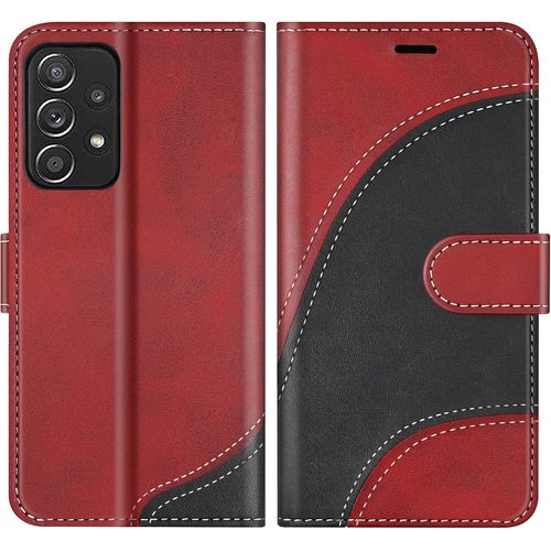 Kal-Coque Pour Galaxy A52 5g / 4g, Portefeuille Etui En Cuir Pu, Magnétique Protection Housse Coque Pour Samsung Galaxy A52 5g / 4g, Rouge