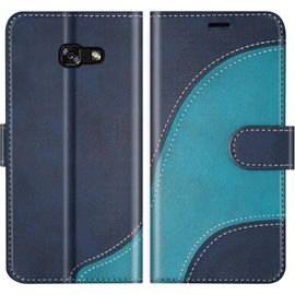 Coque Pour Galaxy A3 2017, Portefeuille Etui En Cuir Pu, Magnétique Protection Housse Coque Pour Samsung Galaxy A3 2017, Bleu