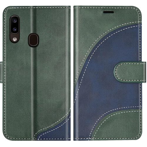 Sjzg-Coque Pour Galaxy A20e, Portefeuille Etui En Cuir Pu, Magnétique Protection Housse Coque Pour Samsung Galaxy A20e, Vert