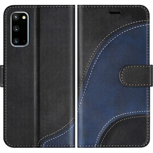 KAL-Coque Pour Galaxy S20, Portefeuille Etui En Cuir Pu, Magnétique Protection Housse Coque Pour Samsung Galaxy S20, Noir