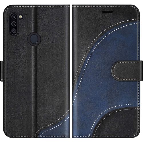 SJZG-Coque Pour Galaxy M11, Portefeuille Etui En Cuir Pu, Magnétique Protection Housse Coque Pour Samsung Galaxy M11, Noir